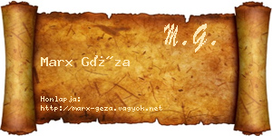 Marx Géza névjegykártya