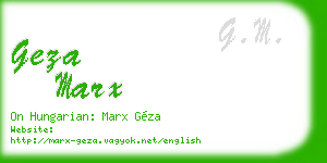 geza marx business card