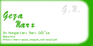 geza marx business card